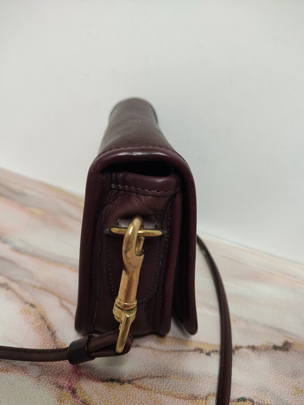 RARE Vintage Coach 9385 Shoulder Purse Kisslock Burgundy - Picture 6 of 14